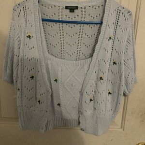 Light Blue Knit Sweater Set